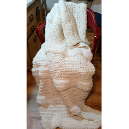 Winter White Wonder. Gift a Handmade Heirloom Blanket & Leave a Legacy. Be remembered for generations. Weighted Soft Alpaca/Polyester blend.