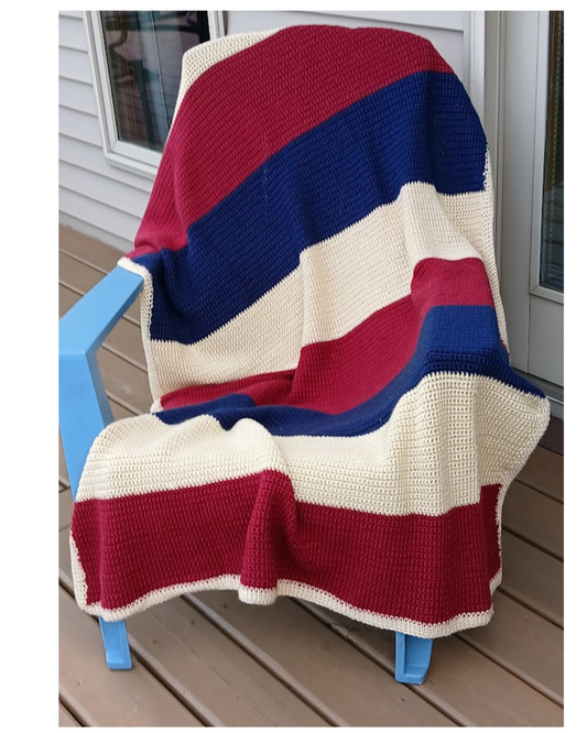 Crocheted Patriotic Heirloom Blanket. Gift a Legacy. Give an Heirloom. Make it Yours! Gift it for Wedding, Anniversary, New Home or Graduate