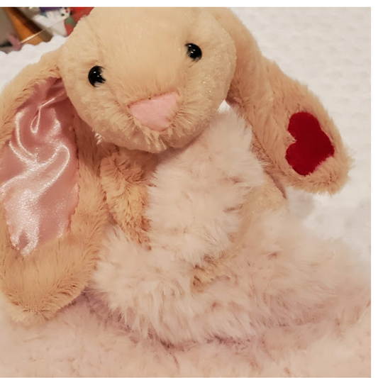 Handmade Bunny Lovey Blankie – Pink Fur-Look Security Blanket with Plushie