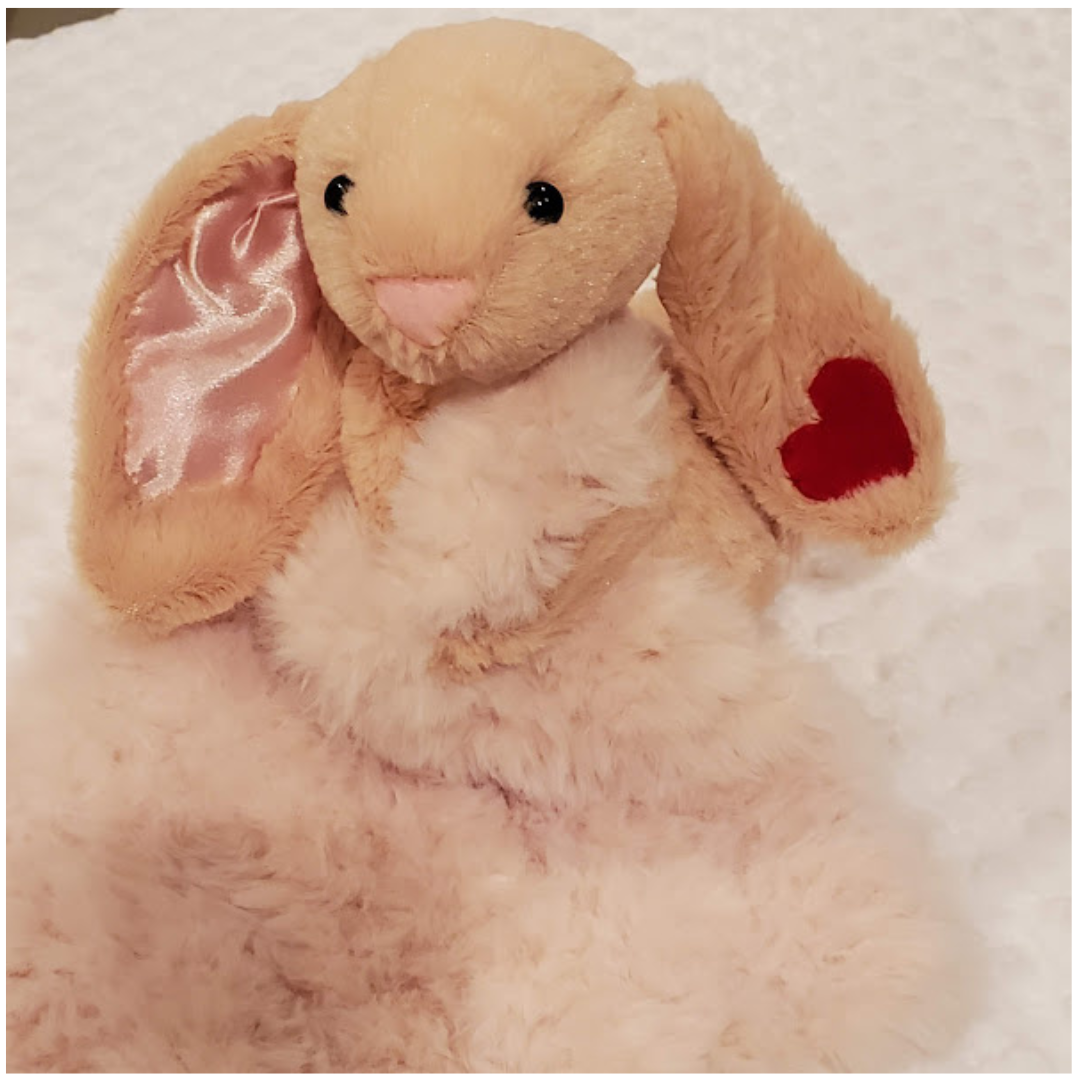 Handmade Bunny Lovey Blankie – Pink Fur-Look Security Blanket with Plushie