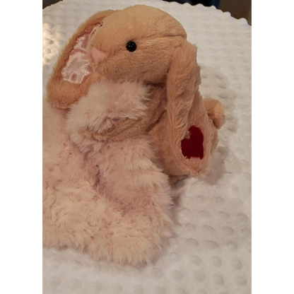 Handmade Bunny Lovey Blankie – Pink Fur-Look Security Blanket with Plushie