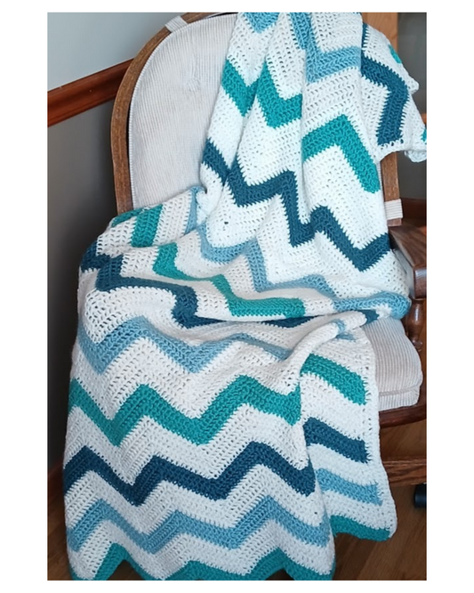 Ocean Waves Handmade Crochet Throw, Give a Legacy-Gift an Heirloom, Soft Alpaca Wool Polyester Blend. Sold Out? Request Similar-Custom Order